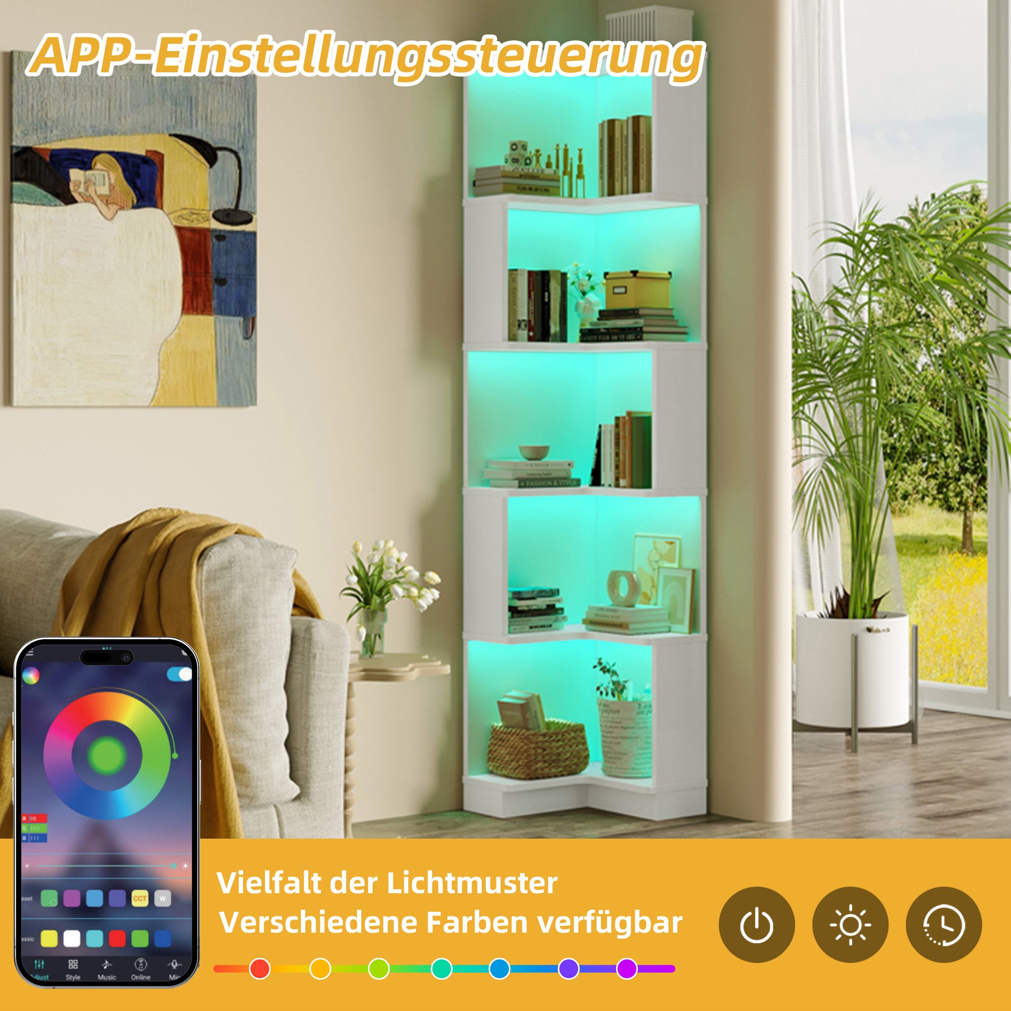 Bibliothèque pour Séjour en MDF Blanc H. 175 x l. 635 x P. 45 cm - 9