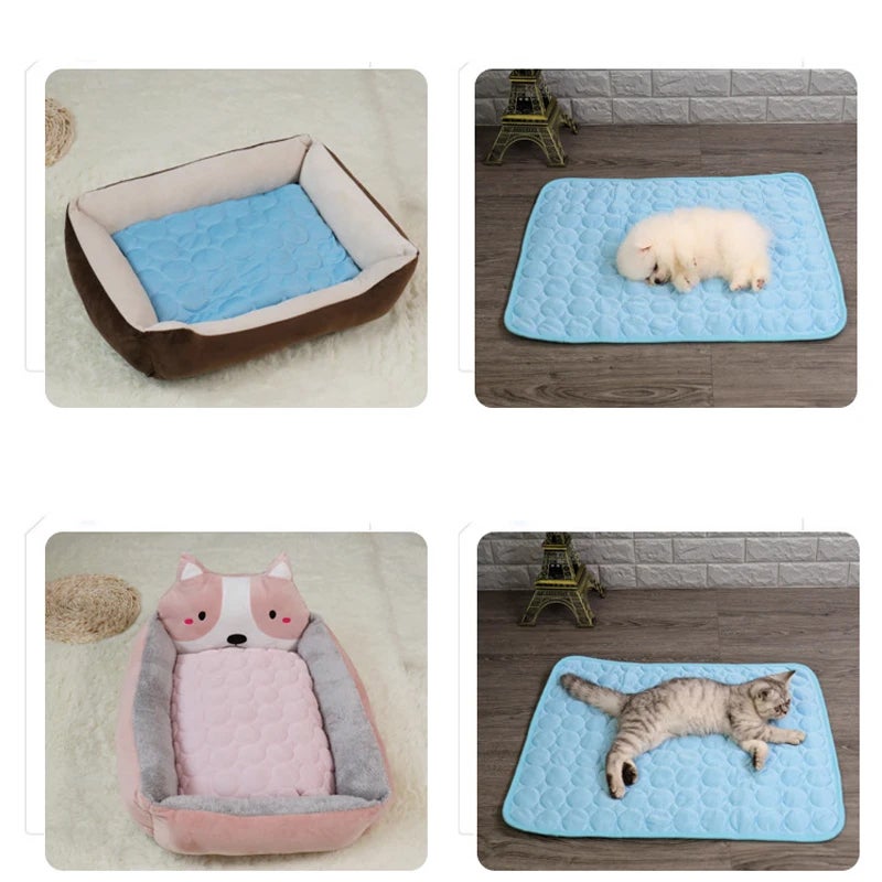 Tapis rafraîchissant lavable en soie glacée pour chien, tapis de couchage d'été avec fond imperméable pour animaux de compagnie (XL, 100 x 70 cm) - 5