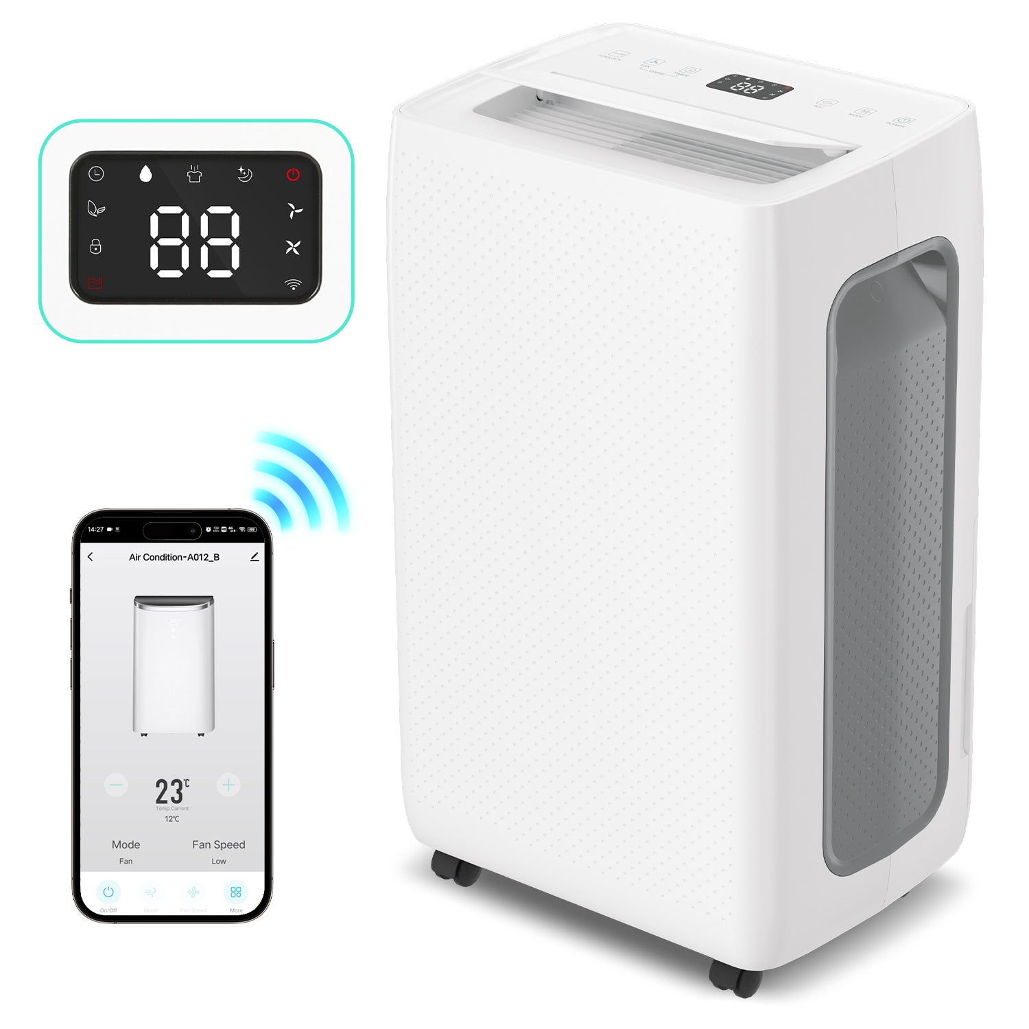 Osuszacz powietrza 20-25 m², 24-godzinny timer do łazienki, 26 l/dzień, Wi-Fi, zbiornik 4,3 l
