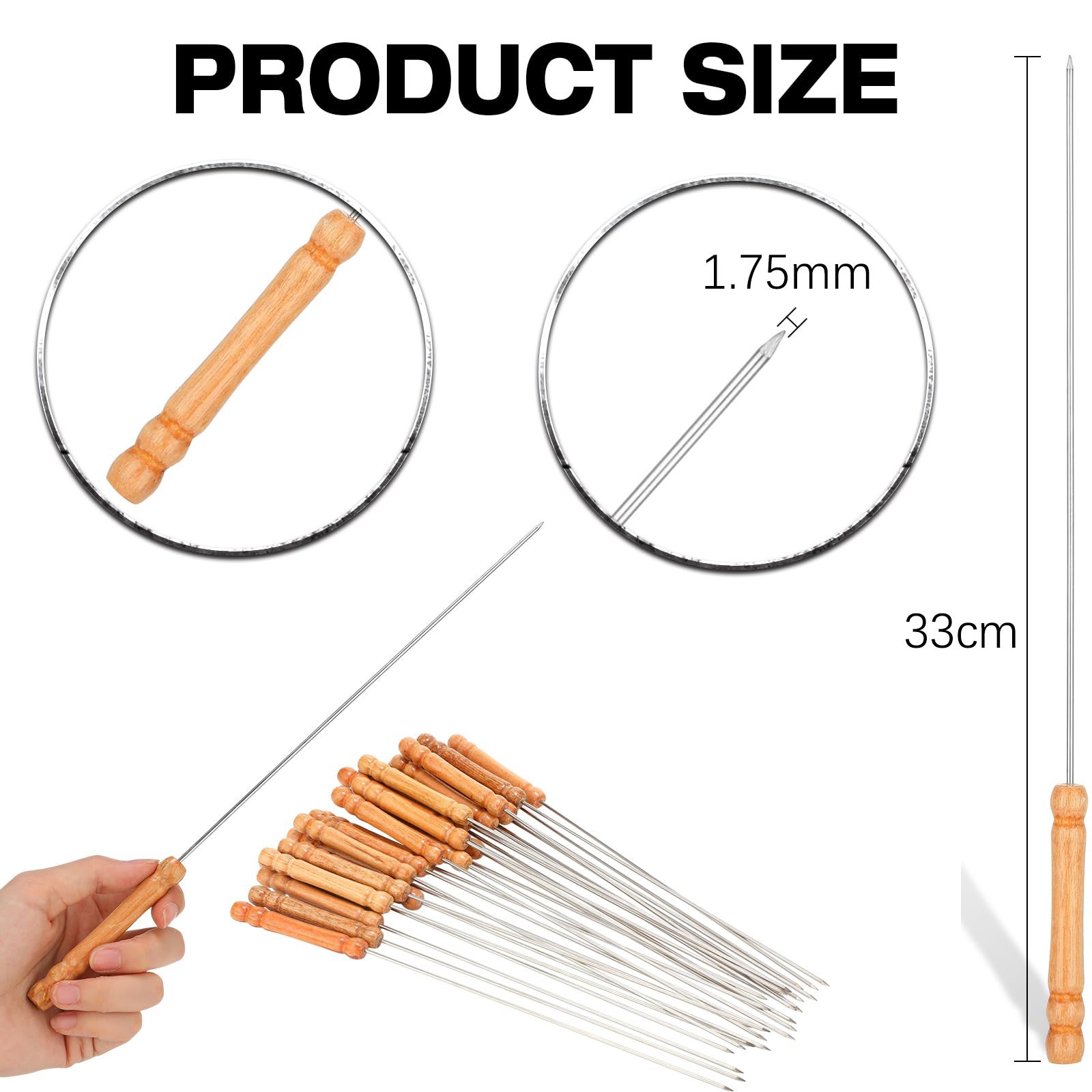 10 pezzi di spiedini per barbecue in acciaio inossidabile, riutilizzabili, per barbecue, kebab, bastoncini di ferro, strumenti da campeggio per picnic - 3