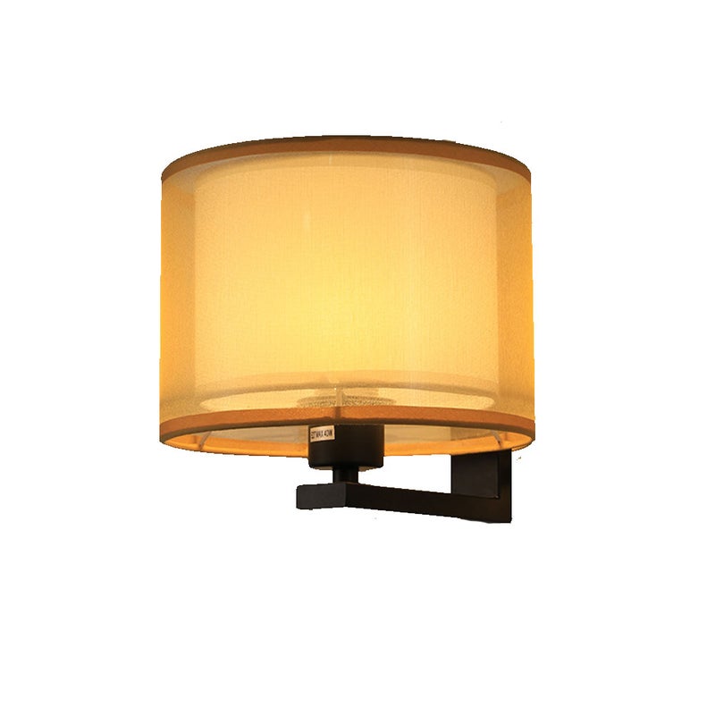 Lampa ścienna do salonu, gabinetu, korytarza przy łóżku, prosty nowoczesny kinkiet, czarny klosz + gaza (bez żarówki E27)