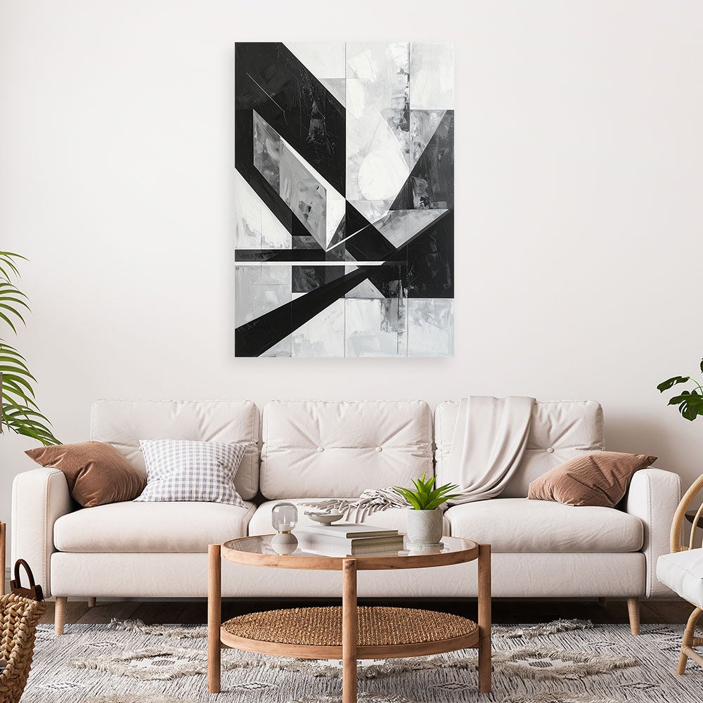 Obraz do salonu sypialni biura kuchni, Geometryczna abstrakcja czarno biała 40x60 - 2