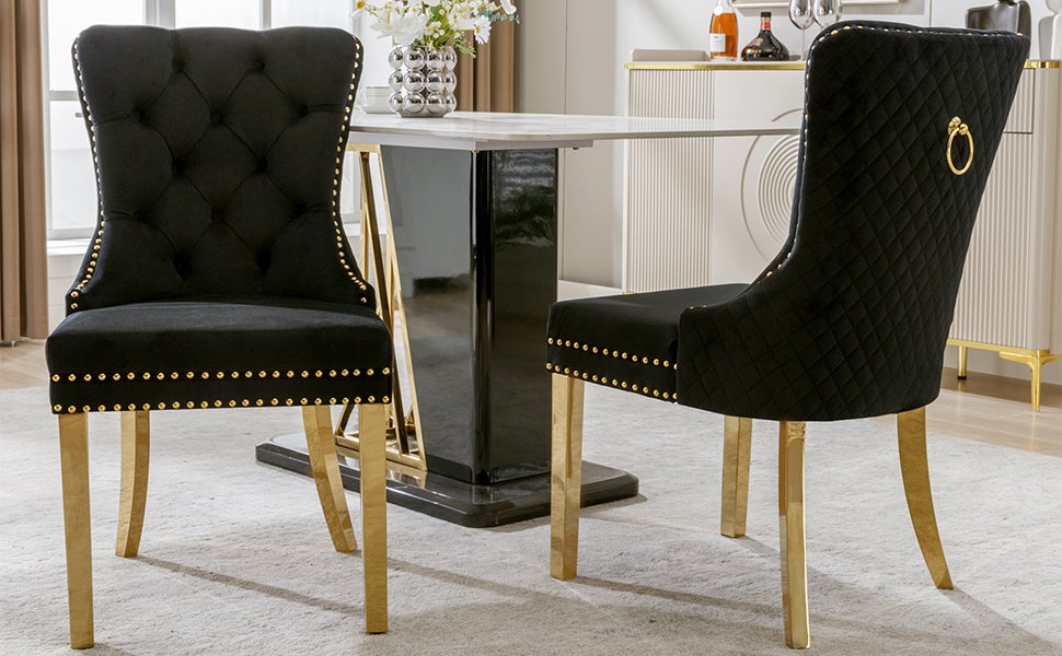 Silla de comedor (silla de cocina, silla de sala de estar con anillos de tiro redondos únicos en el respaldo, 2 piezas) - 9