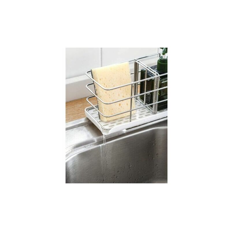 Porte-éponge en acier inoxydable 304, multifonctionnel pour évier de cuisine, organisateur d'évier, plateau égouttoir à vaisselle, porte-savon - 3