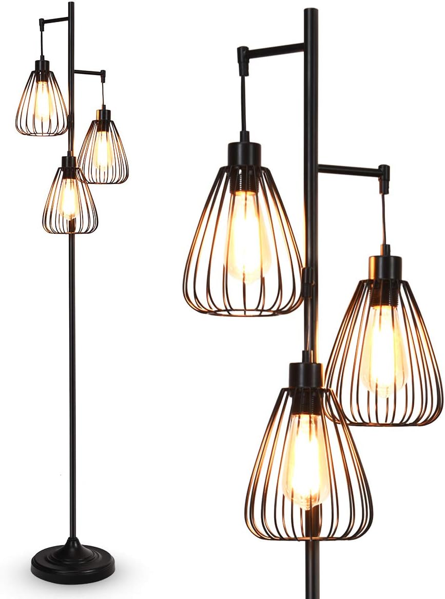 lampa podłogowa 3 żarówki, industrialna lampa podłogowa vintage retro 170 cm wysokość / 193 cm kabel / e27 (żarówka nie dołączona)