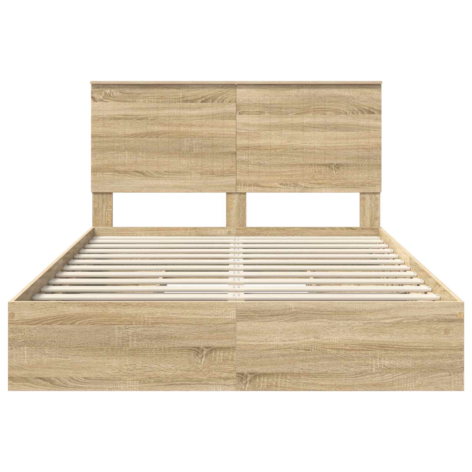 Lit de rangement chêne 140 x 200 cm panneau de bois - 8