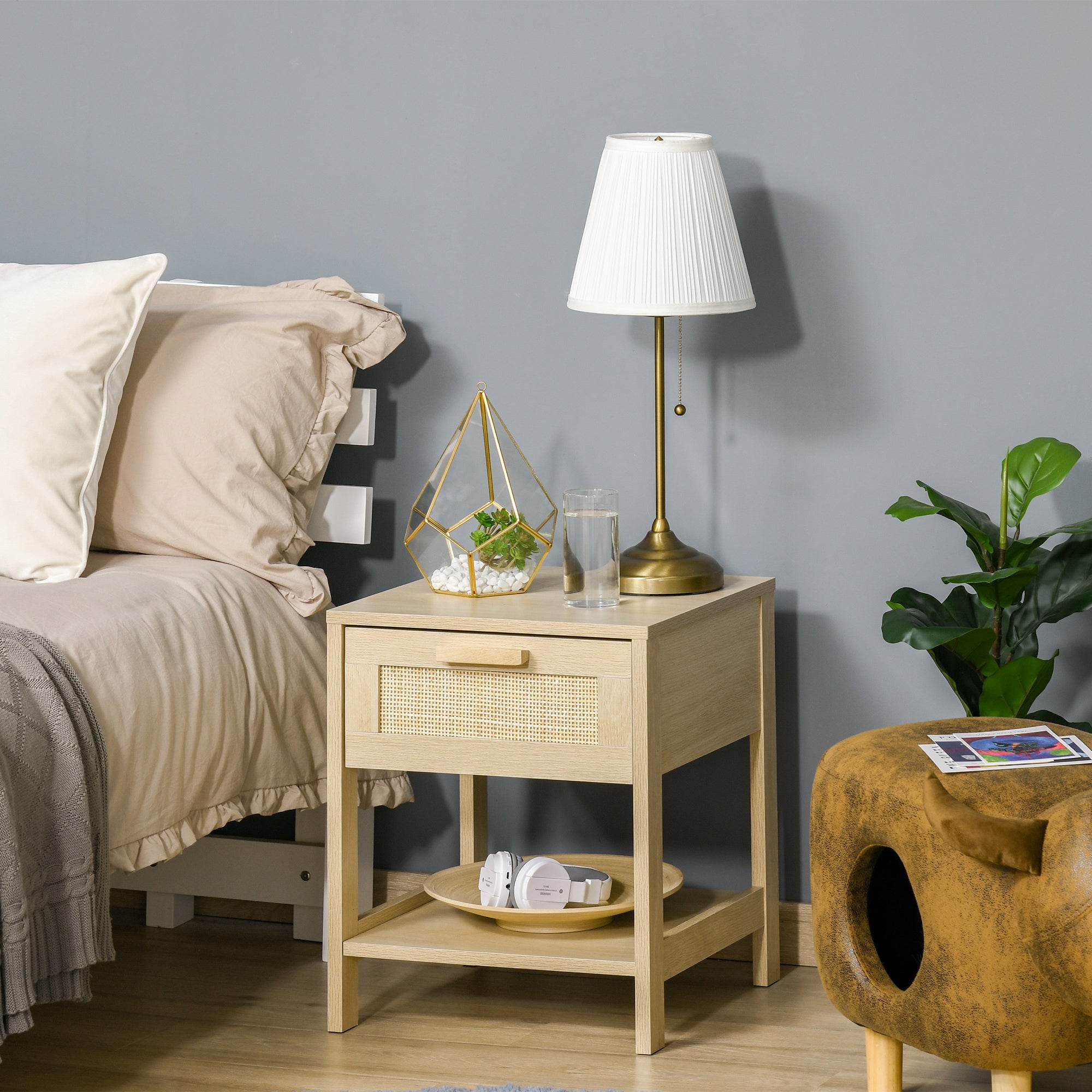 Homcom Mesita De Noche Madera Natural 40X40x48 Cm , Leroy Merlin