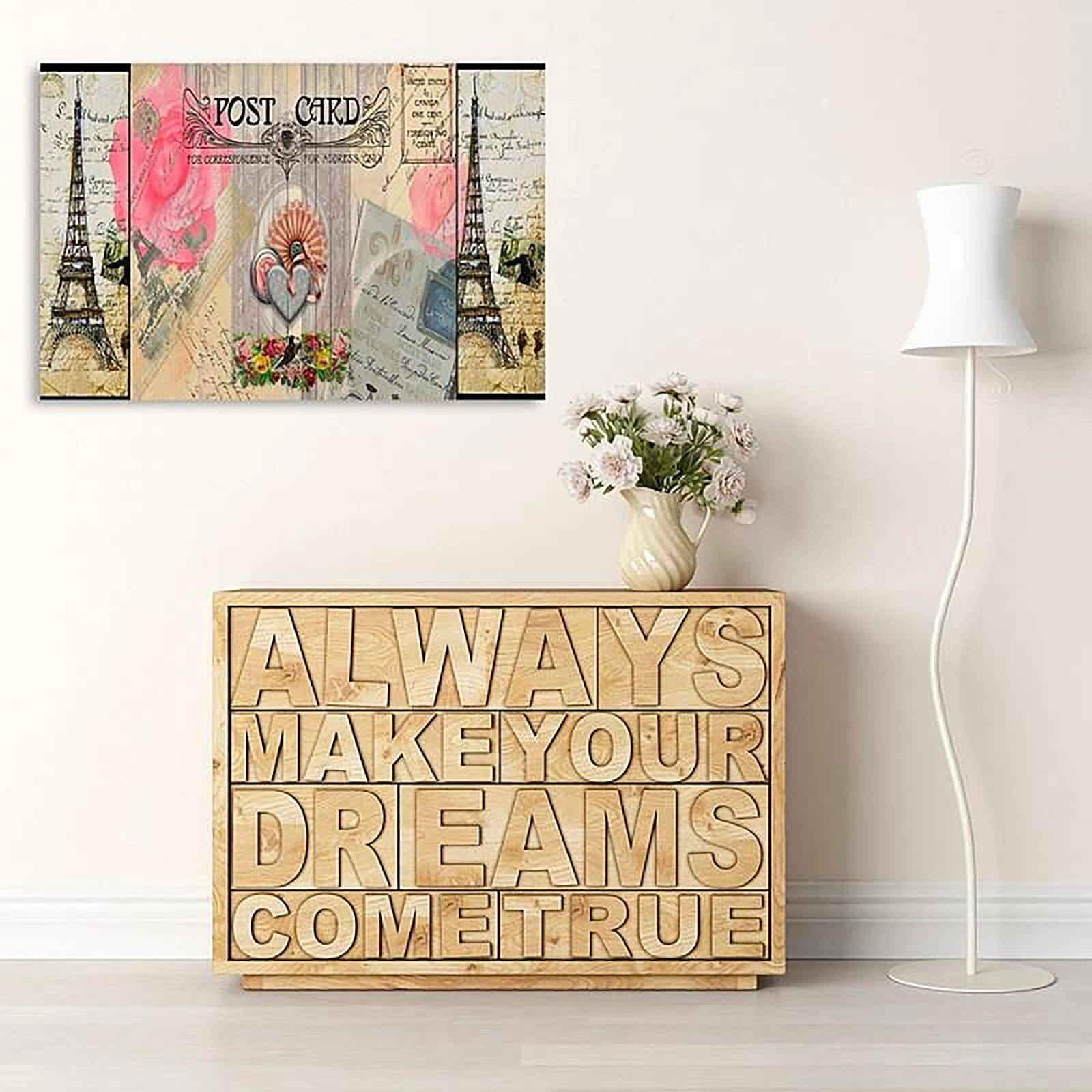 Tableau bois carte postale de paris - 80 x 60 cm - 3