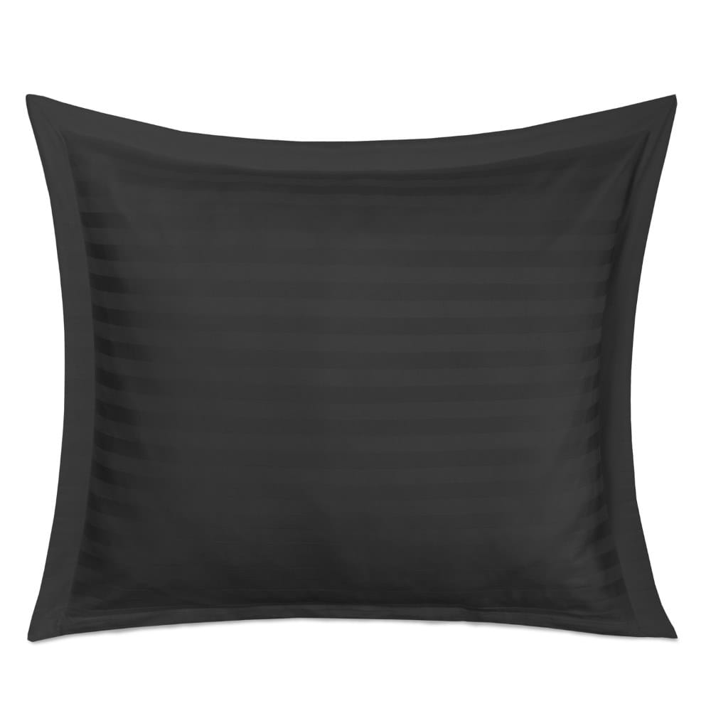 Poszewka bambusowa satyna bawełniana 70x80 z listwą Bamboo paski, czarna - Darymex