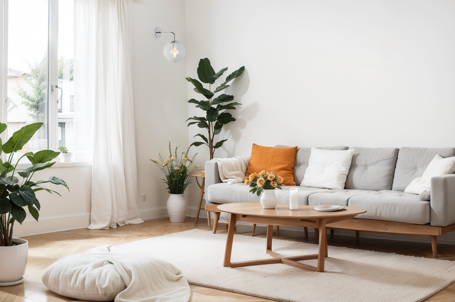 Lampa kinkiet ścienny Siena glamour 1xE14 klosz kula szklana srebrny/bezbarwny Light Home LH - 4