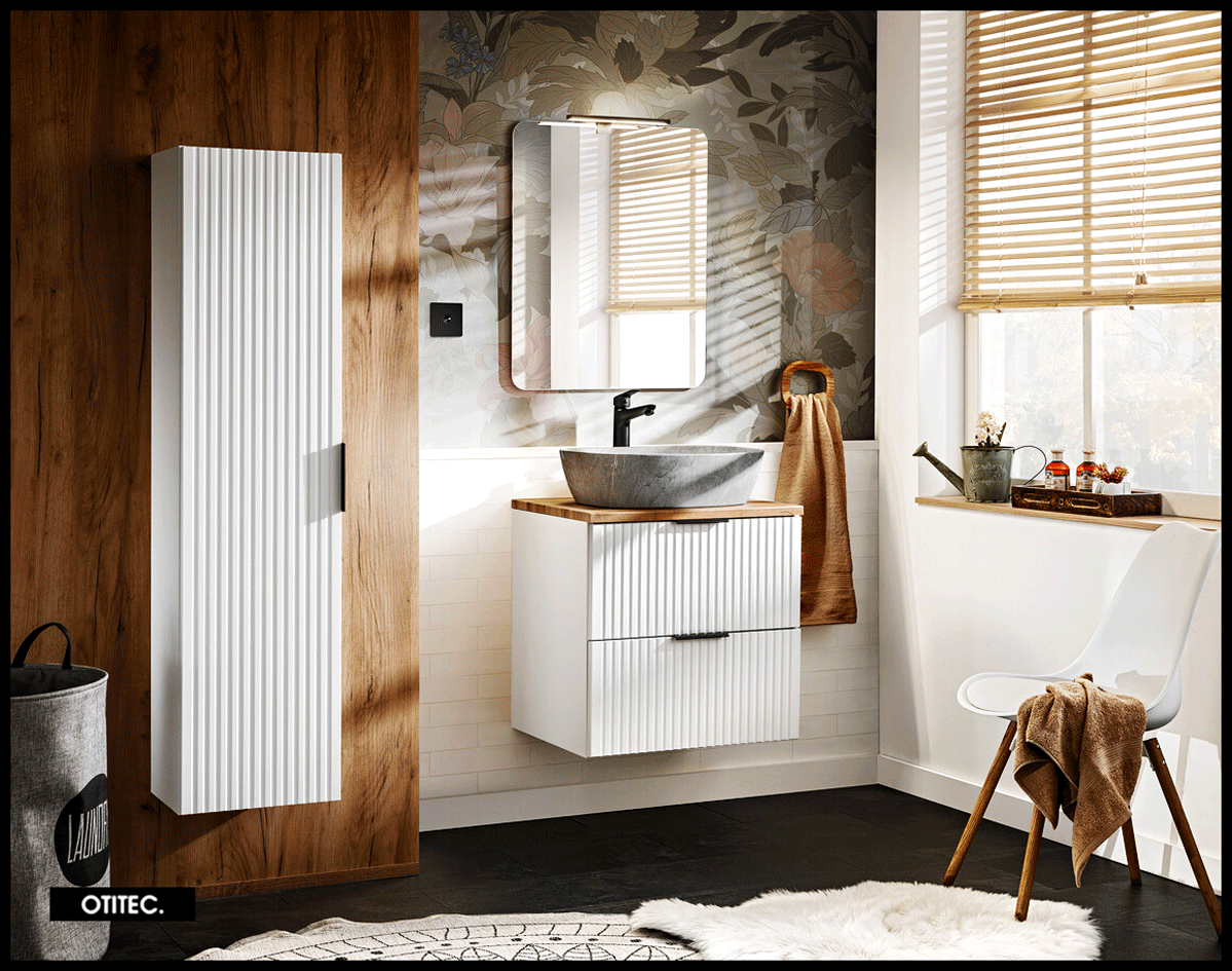 Ensemble meuble de salle de bain de 60 cm - avec plan - avec vasque