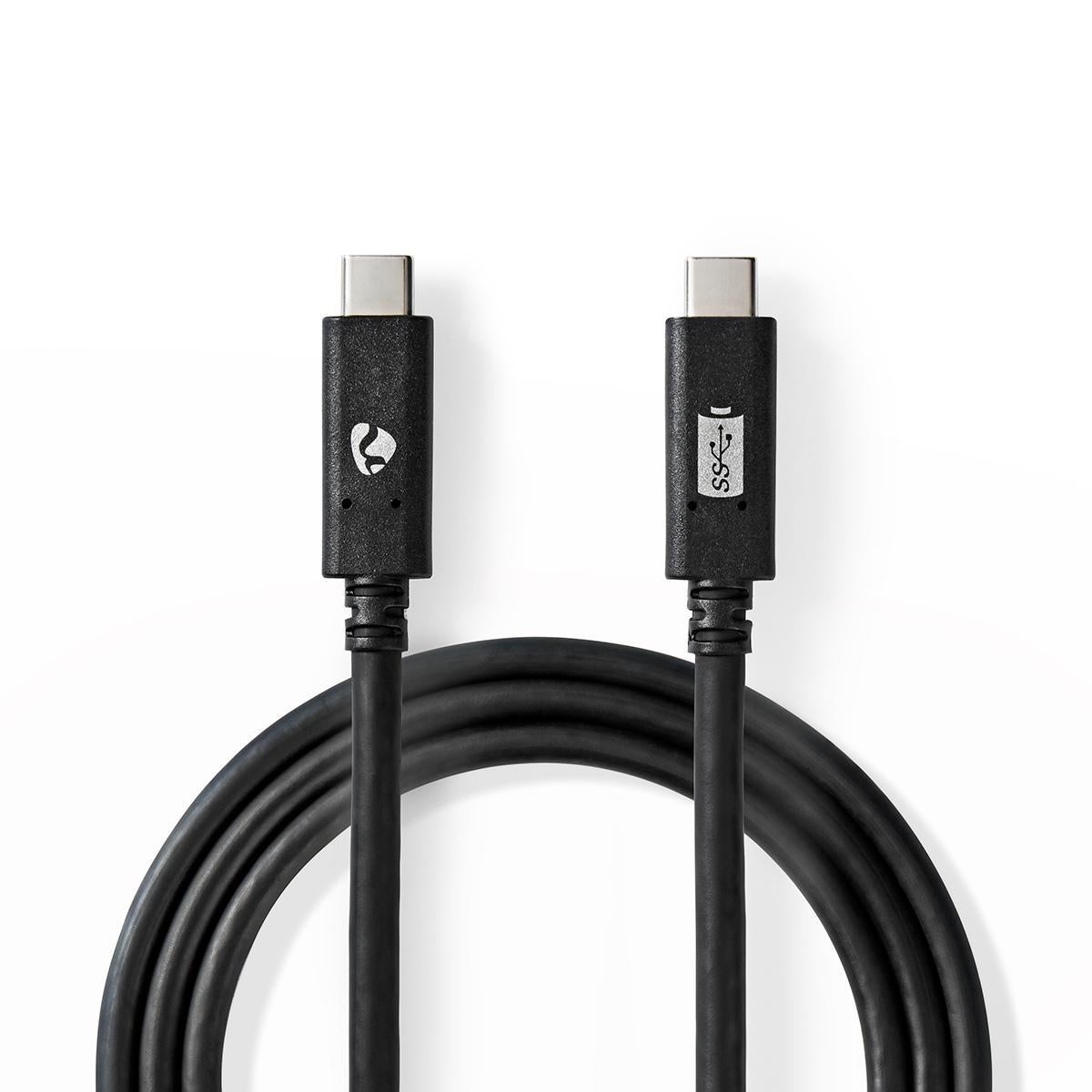 Cavo USB - USB 3.2 Gen 2 - USB-C Maschio - USB-C Maschio - 100 W - 4K@60Hz - 10 Gbps - Placcato nickel - 1.00 m - Tondo - PVC - Nero - Scatola | Leroy Merlin