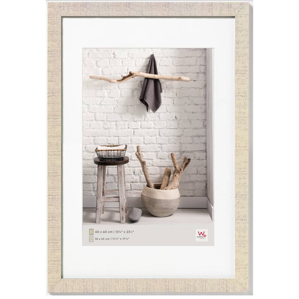 Cadre Photo Walther Design Blanc 50x60 Cm - Profil Semi-circulaire, Verre Clair