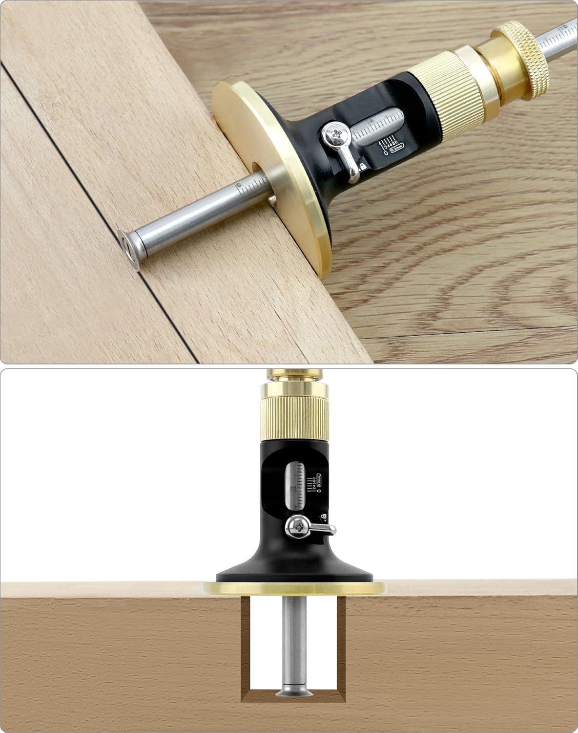 Trusquin de Traçage avec Fonction de Micro Réglage - Trusquin de Menuisier pour le Traçage et la Mesure de Profondeur - Lecture Métrique de 12 cm - 4