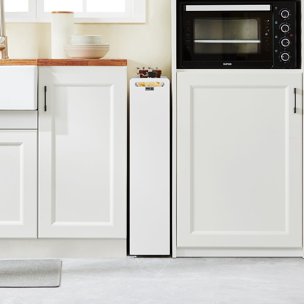 SoBuy Étagère de Niche à roulettes en Bois Chariot Placard Alcôve Chariot de Service - 4 Étages Marron-Blanc, NSR01-W - 9