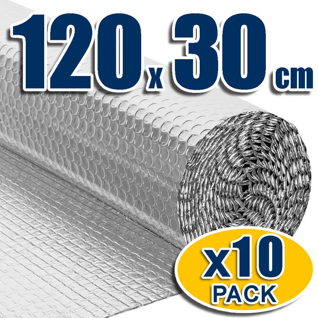 Lot de 10 panneaux isolants pour coffres de volets roulants (120 x 30 cm). Empêche l'entrée de la chaleur et du froid.Placement facile. 100% aluminium