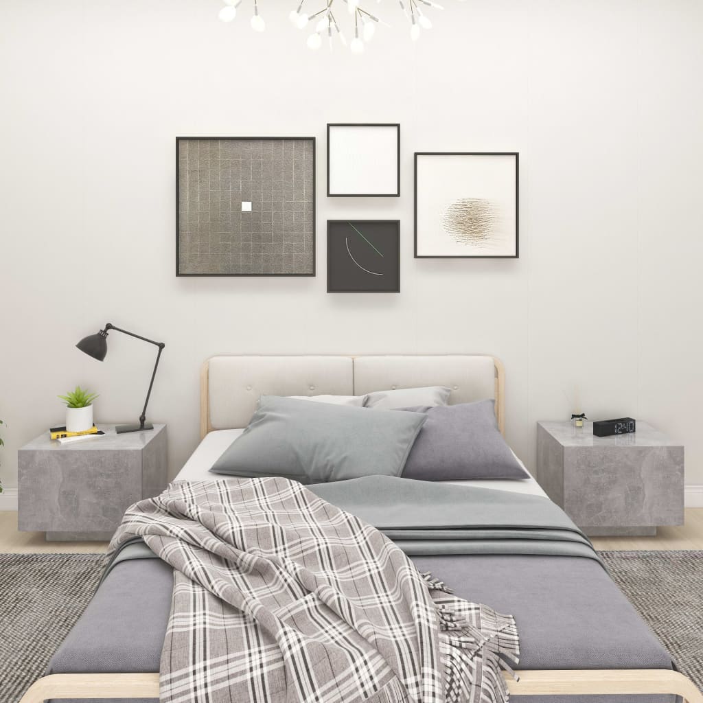 Comfortxl  Mesita De Noche Madera De Ingeniería Hormigón 100X35x40 Cm Gris , Leroy Merlin