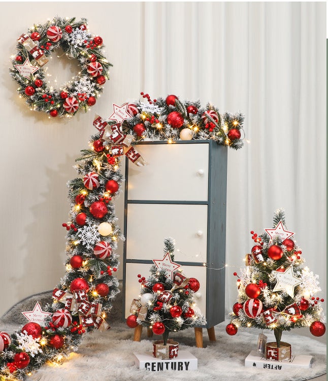 Corona natalizia, ghirlanda di ghirlande bianche verniciate a spruzzo, ghirlanda mista, decorazione natalizia, 2 metri, rosa. - 7