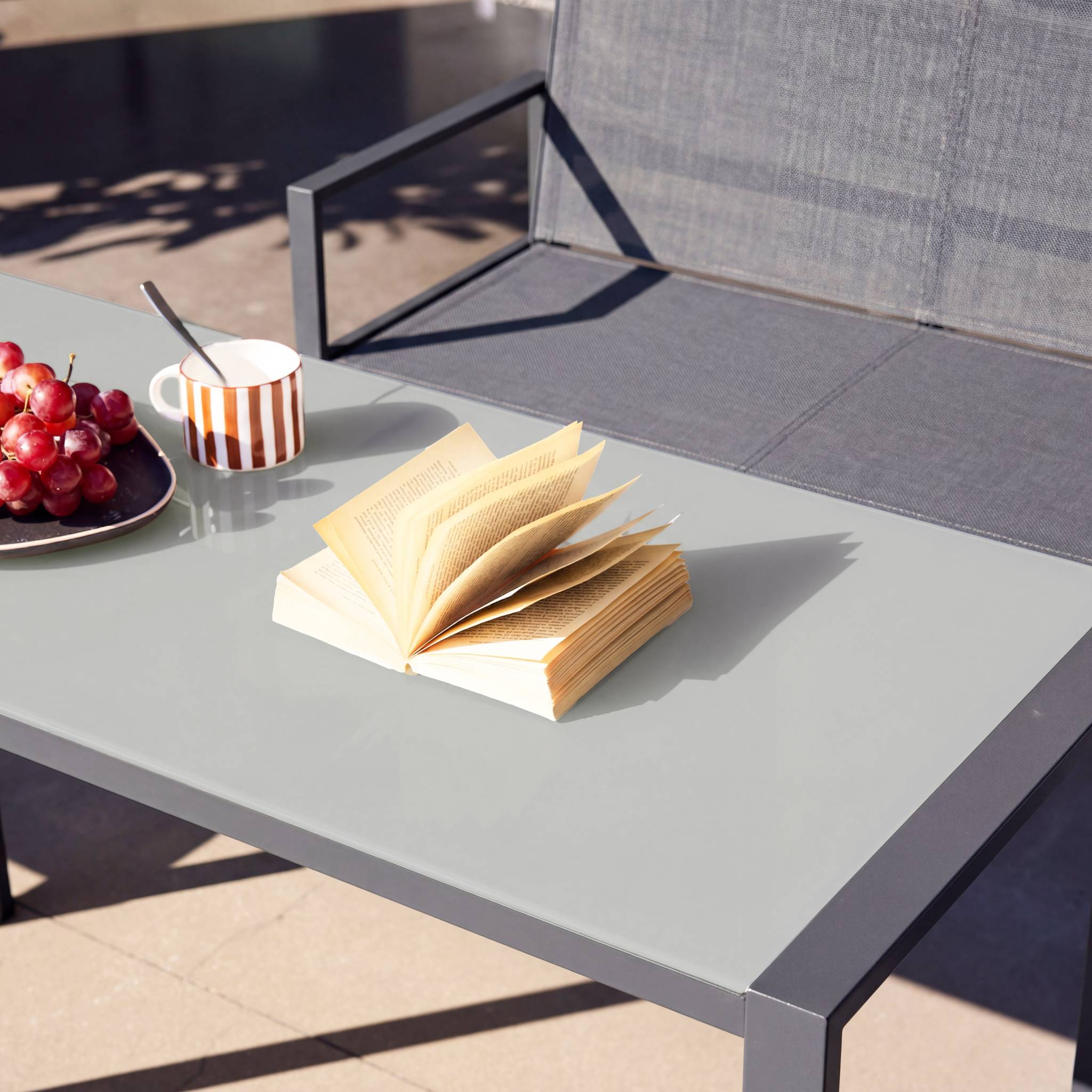 Conjunto de mesa de jardín encastrable, 4 plazas Antracita - 125x59.5x74 cm - 5