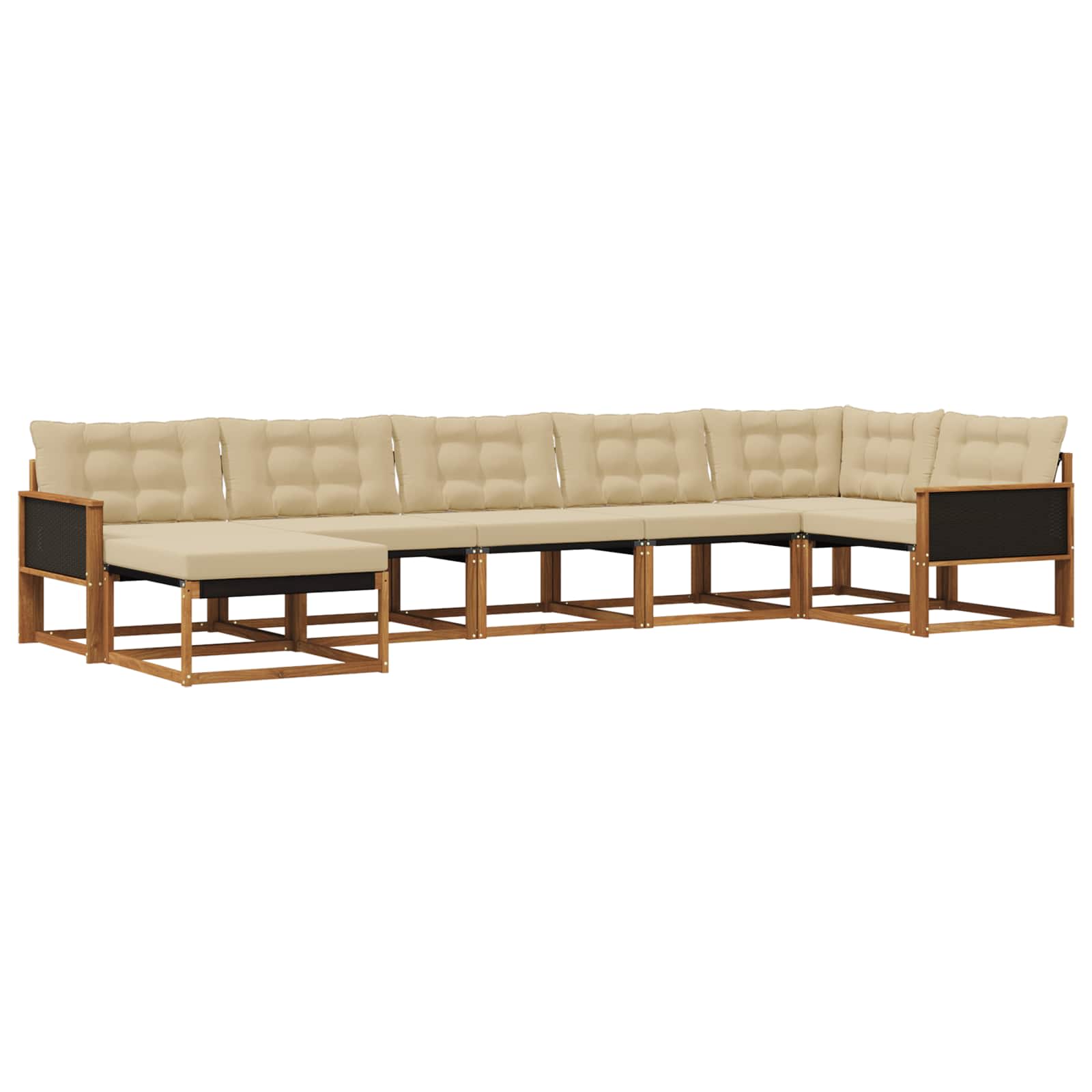 Ensemble de canapés d'extérieur 7 pc naturel et beige - 2
