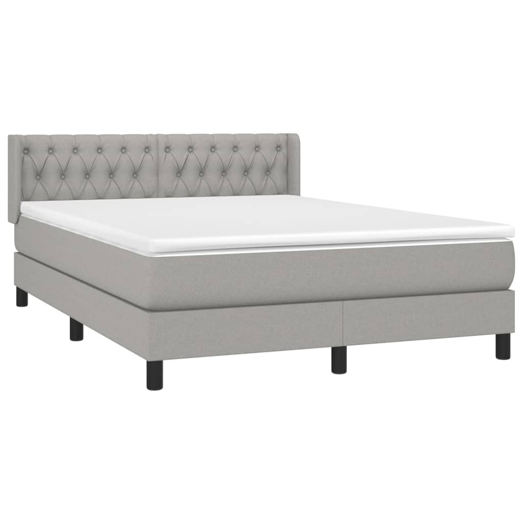 Sommier à lattes avec matelas, en tissu gris clair, pour la chambre, 140 × 200 cm - 3