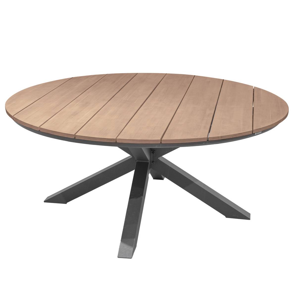 Table de jardin extensible rond en Acacia Marron 8 places - 2