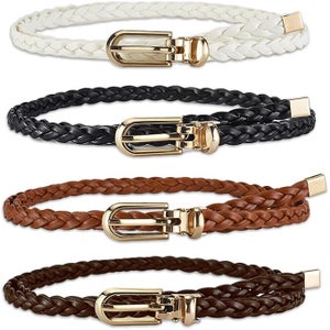 Set di cinture sottili intrecciate da donna cinture sottili intrecciate per abiti in jeans nero bianco caffè marrone cm nero bianco caffè marrone | Leroy Merlin