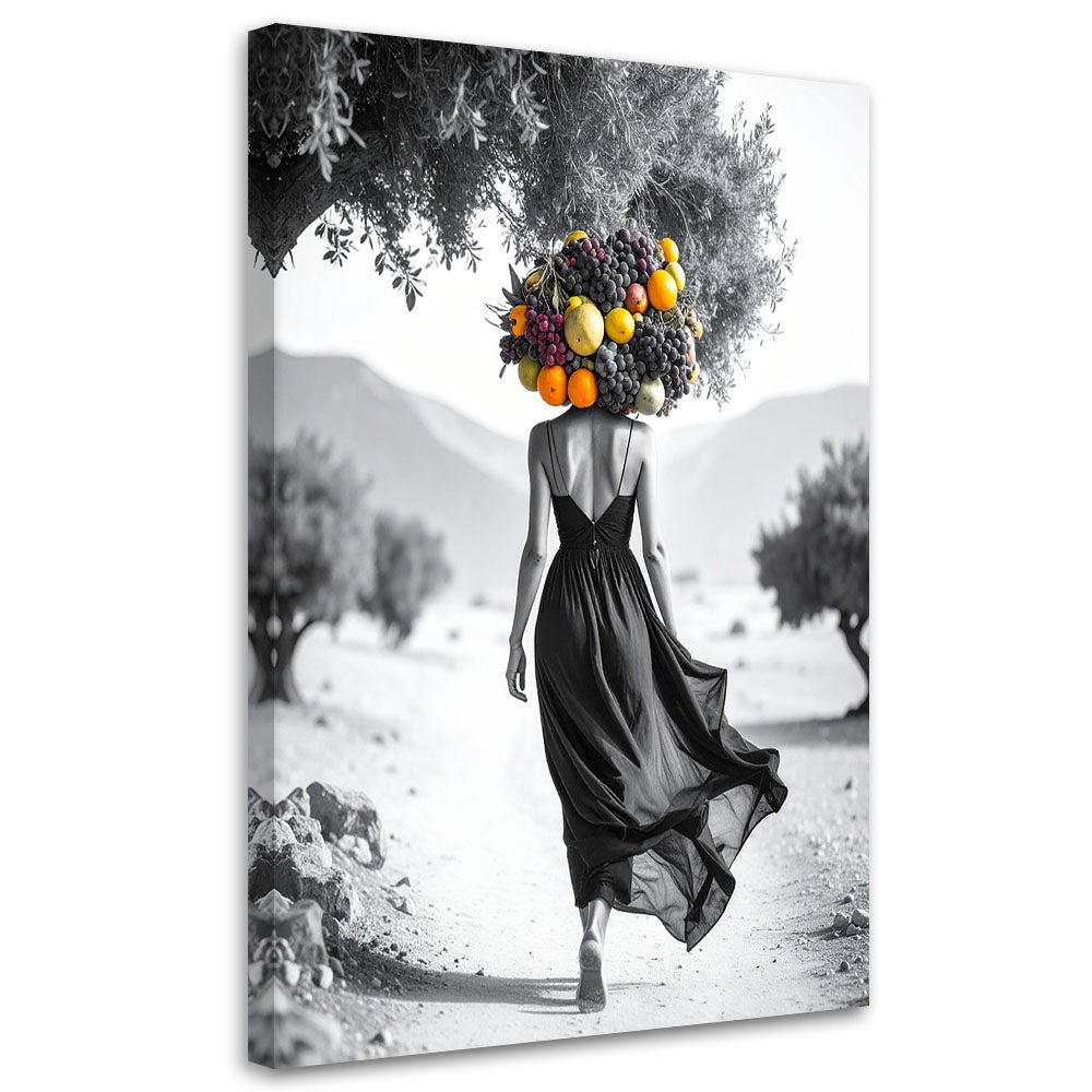 Grand Tableau Sur Toile WALLARENA – Femme Aux Fleurs, Art Mural Moderne (78 Cm) Décoration Salon