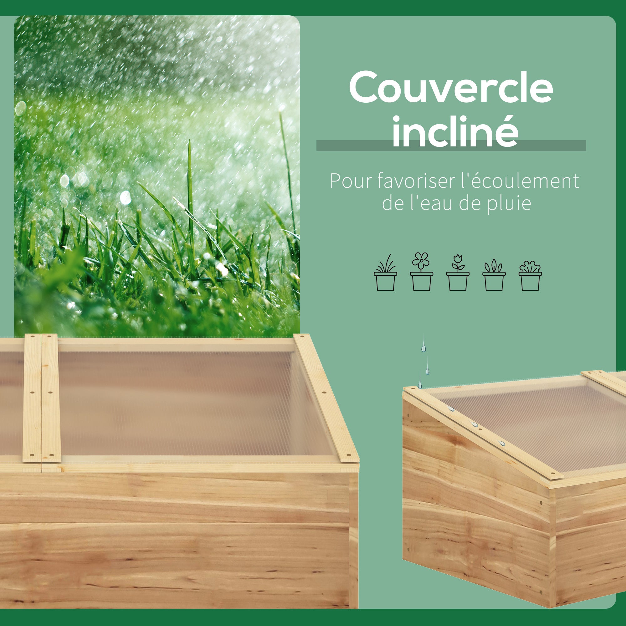 Mini Serre de Jardin Bois de sapin Outsunny - 5