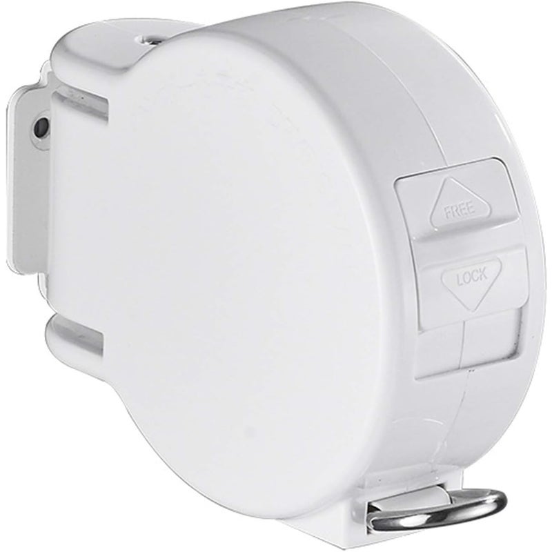 Biały, zwijany wieszak na ubrania B, 4,2 metra, automatyczny, antypoślizgowy, TPU, montowany na ścianie, do użytku wewnątrz pomieszczeń.