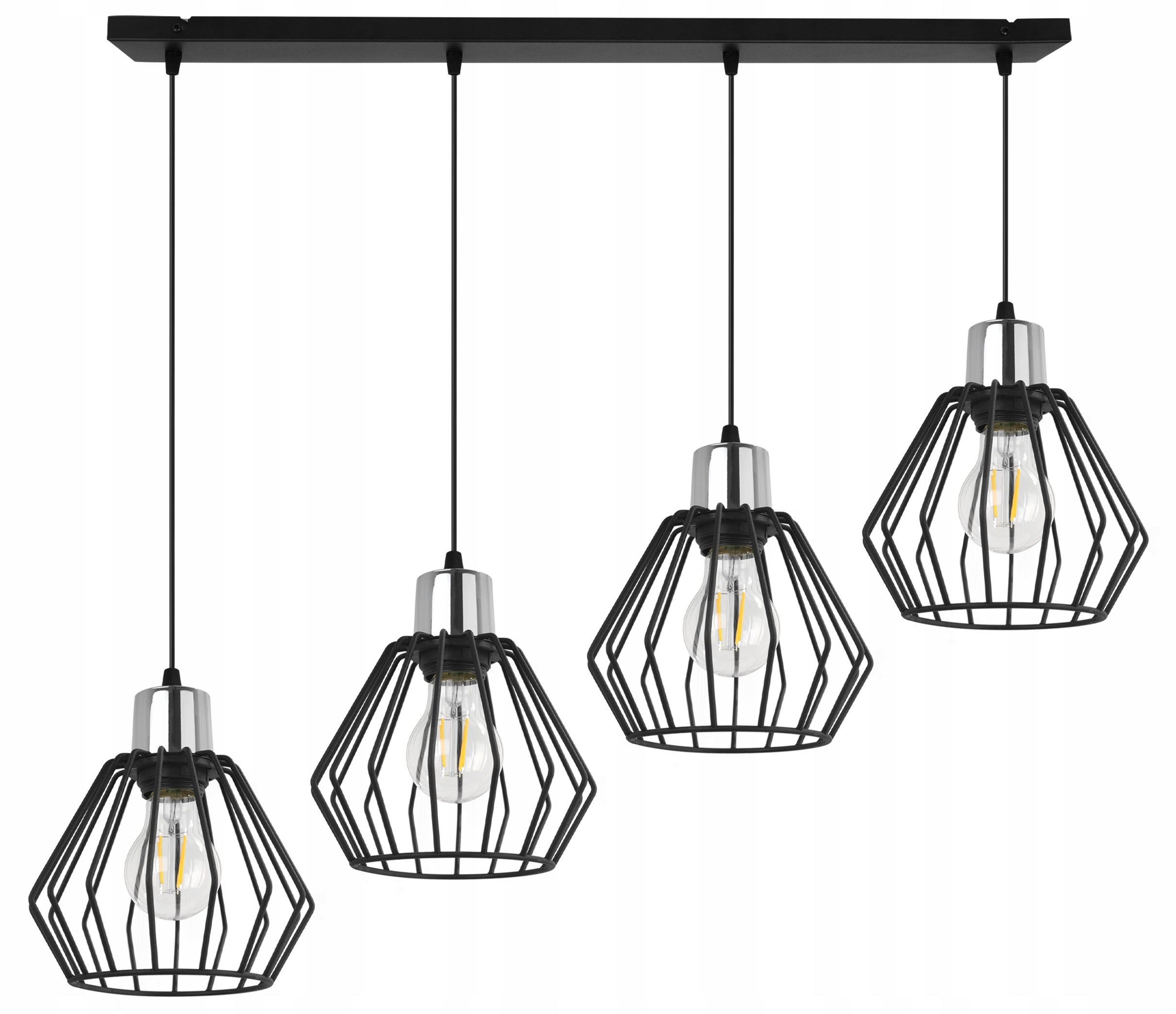 Lampa sufitowa wisząca Nuvola modern 4xE27 abażur druciak diament srebrny/czarny Light Home LH