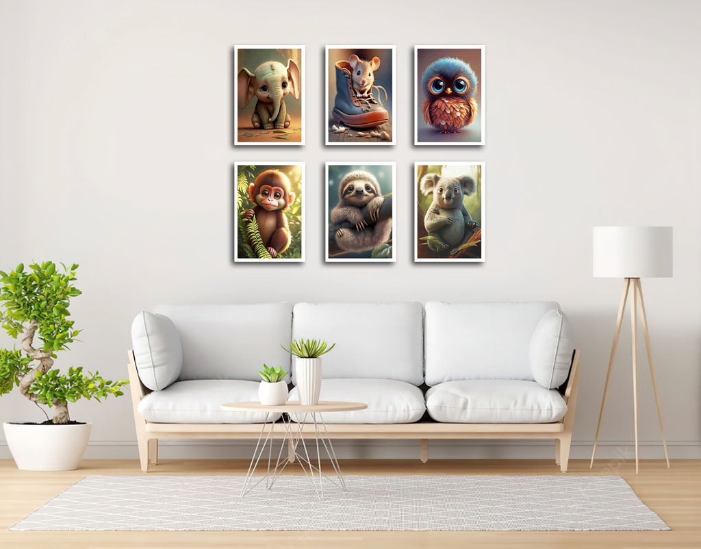 Lot de 6 tableaux décoratifs muraux A3, salon, chambre, nature et animaux (41 x 29,7 cm) - 2