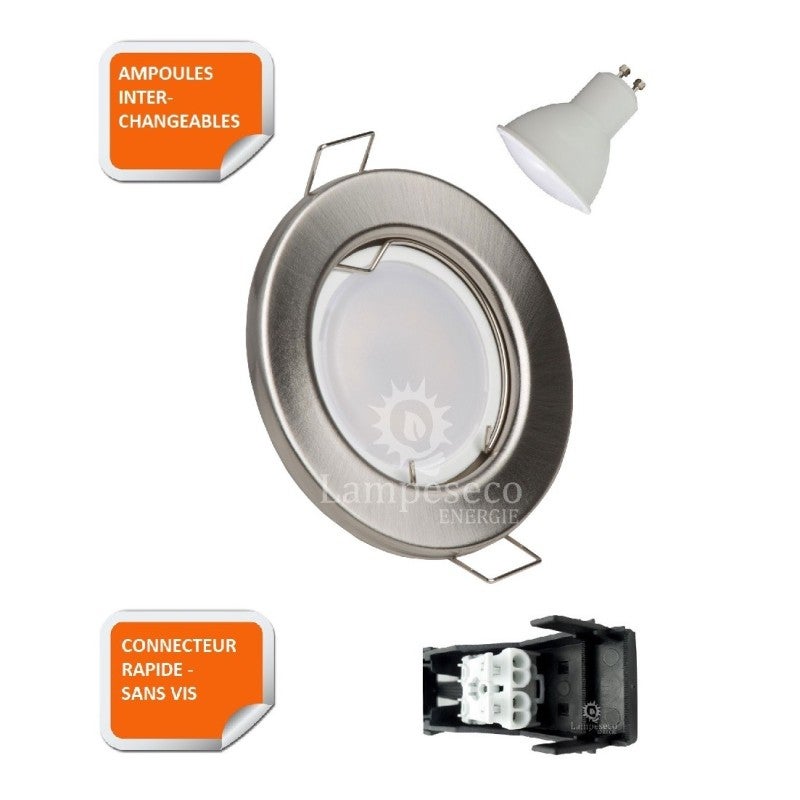 Lot De 12 Spots LED Encastrables Complets 5W (eq. 50W) - Blanc Neutre - Neuf