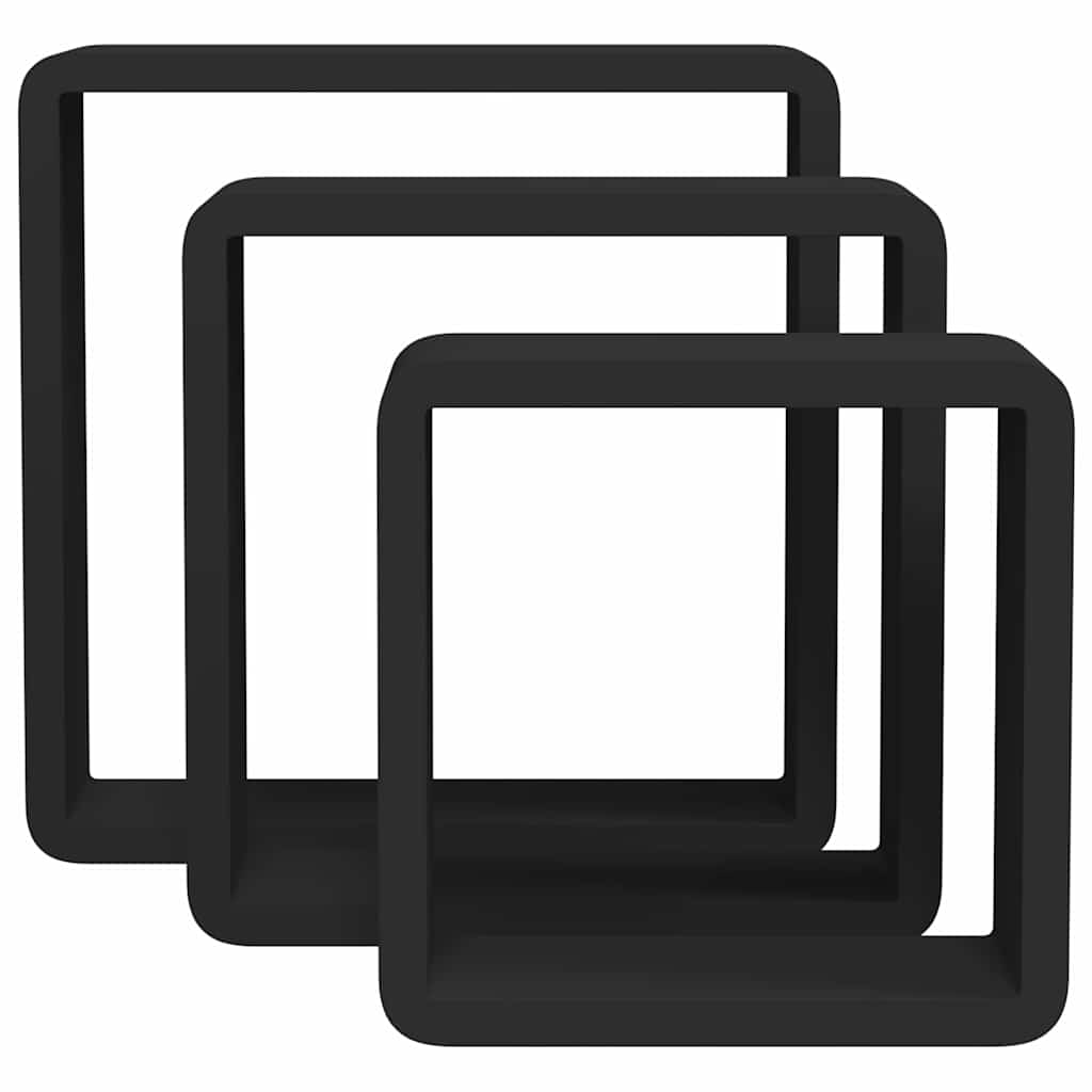 Lot de 3 étagères murales cubes - Fixation invisible - MDF - Noir ...