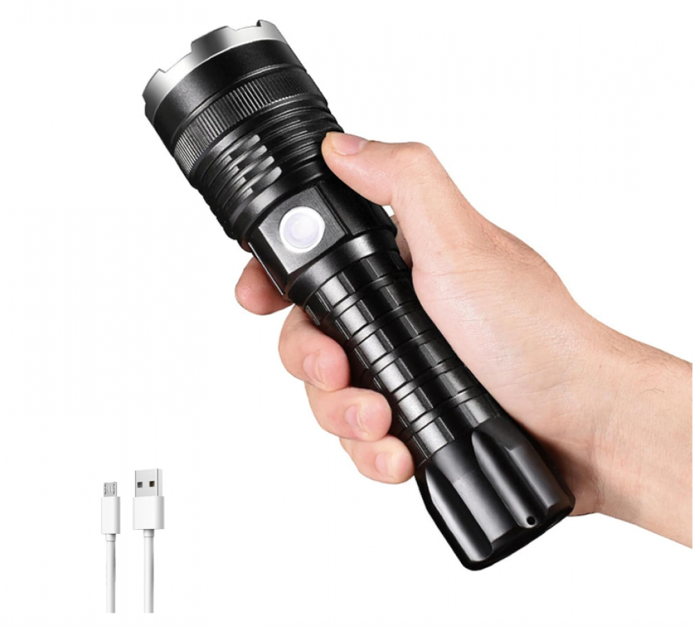 Latarka akumulatorowa 5 trybów, 1500 lumenów, ultramocna latarka LED z baterią 18650 mAh, wodoodporność IP45, wojskowa latarka taktyczna do biwakowani