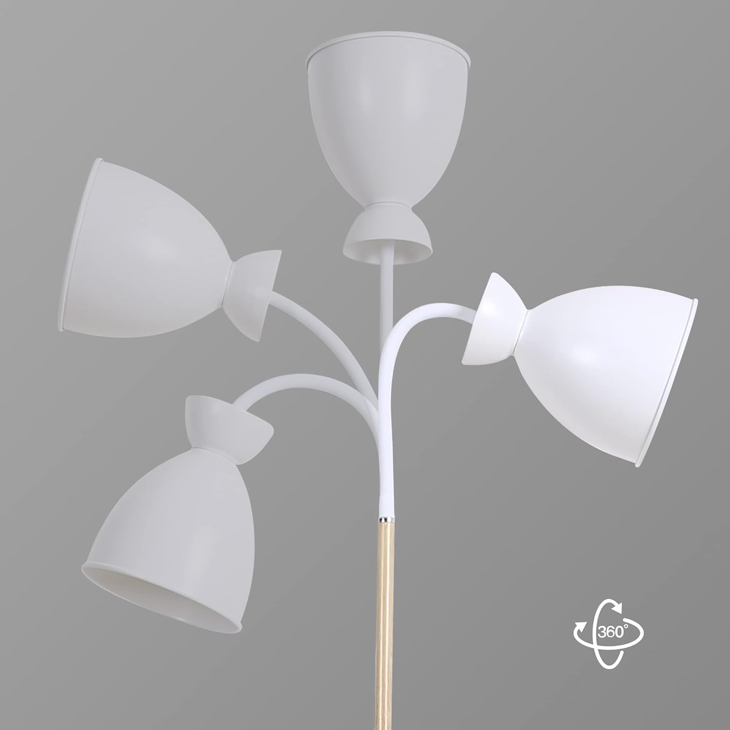 Lampe sur pied blanche, luminaire LED sur pied pivotant à 360° en métal, lampe de lecture avec douille E27, hauteur 159cm, pour salon et chambre - 2