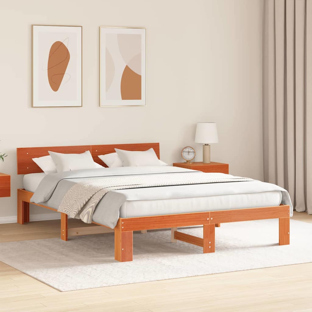 Ramka łóżka Woskowy Brąz 160 x 200 cm Lite drewno sosnowe vidaXL - 4