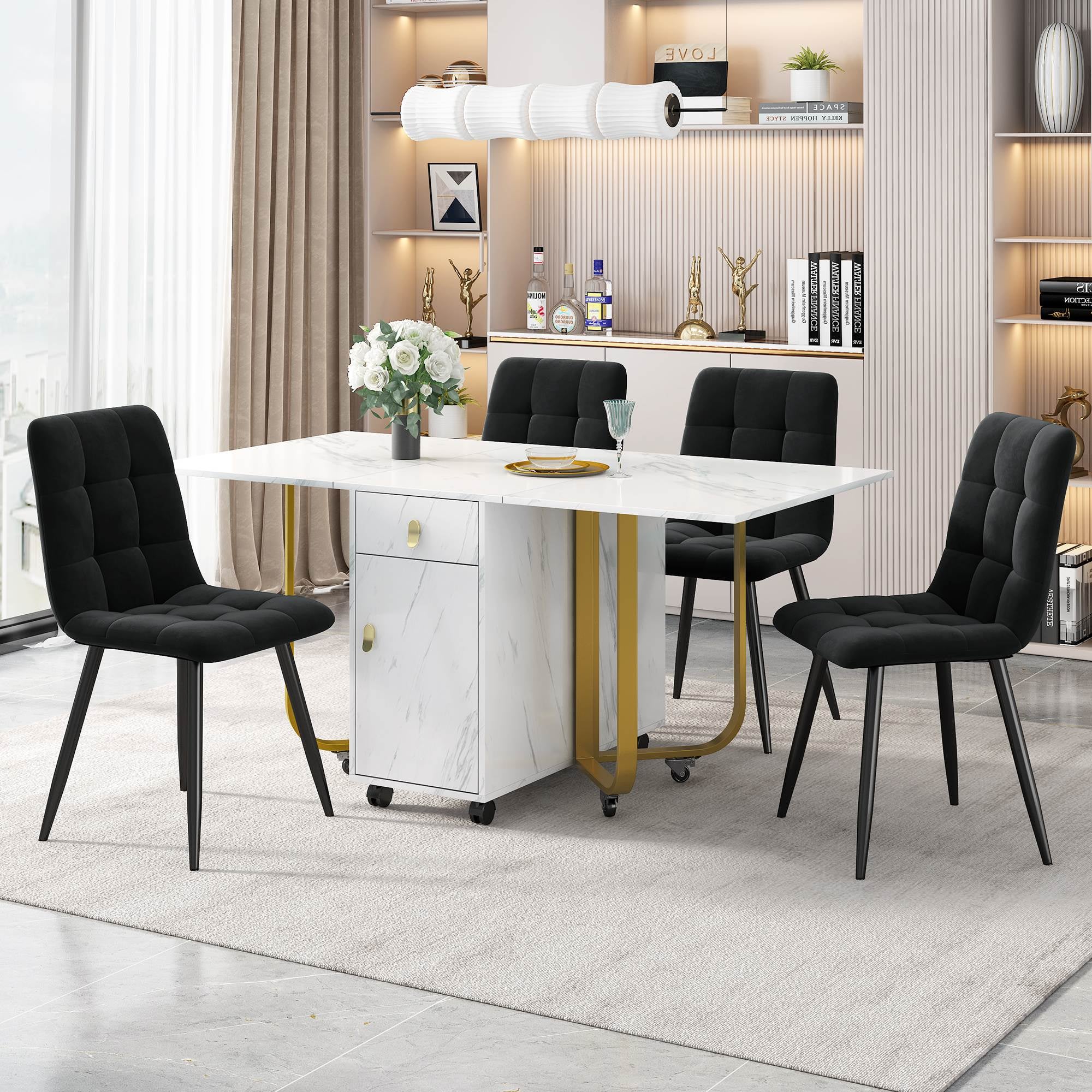 Table Salle à Manger Pieds Blancs - Table Cuisine Bureau Réglable 71-73cm