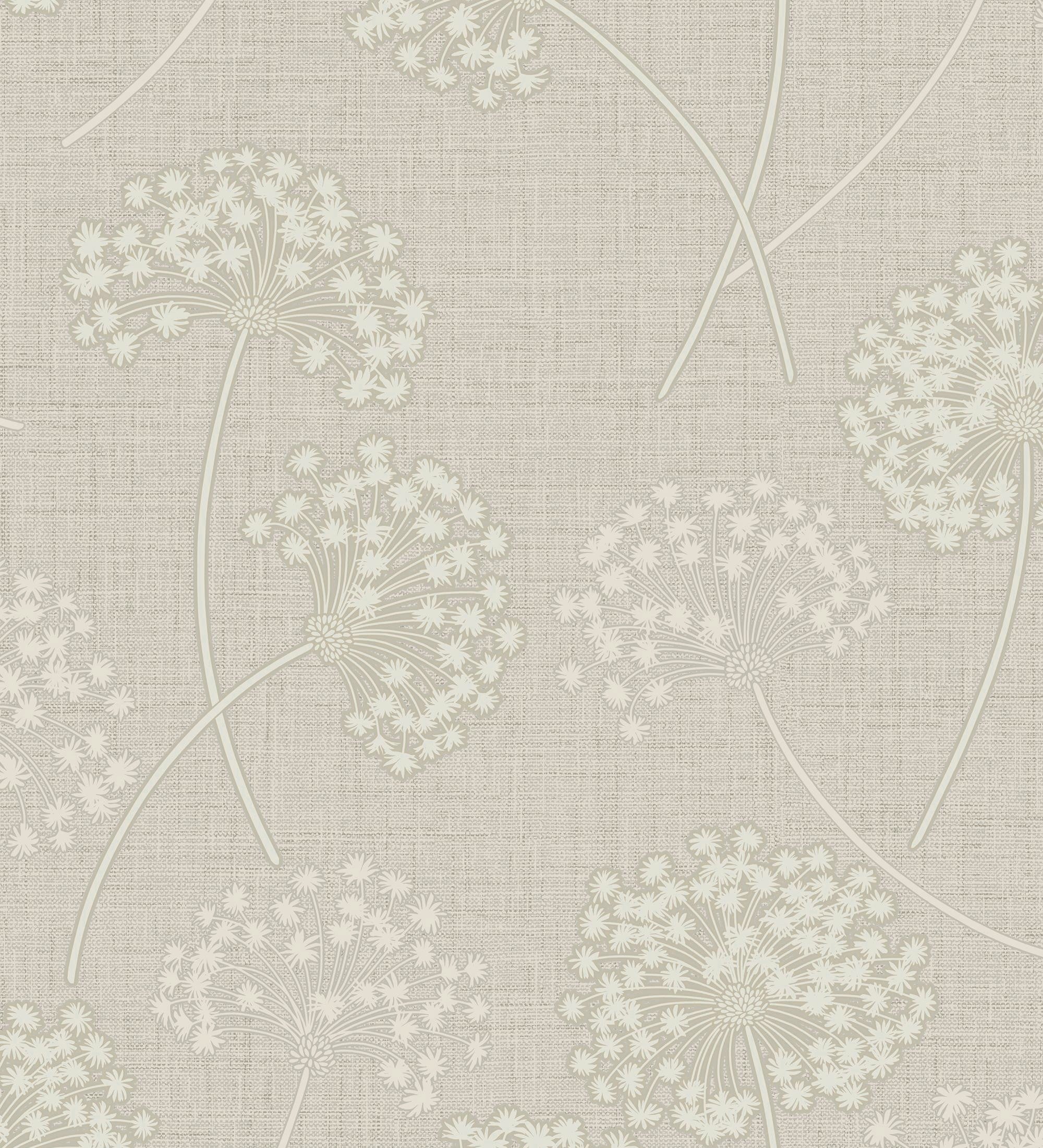 Papel pintado vinílico de flores diente de león en relieve con estilo nórdico color beige - Liss Dandelion 682366 de GAULAN - Rollo de 10 m x 0,52 m - 2