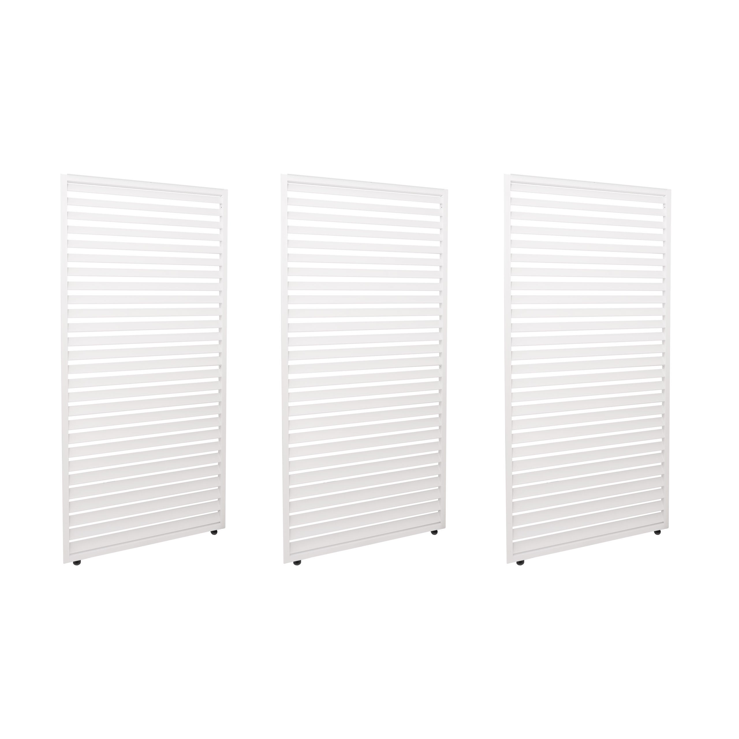 Zestaw 3 paneli aluminiowych do pergoli HWC-L46, zadaszenie tarasu, moduł panelu listwowego, 204x271cm ~ biały