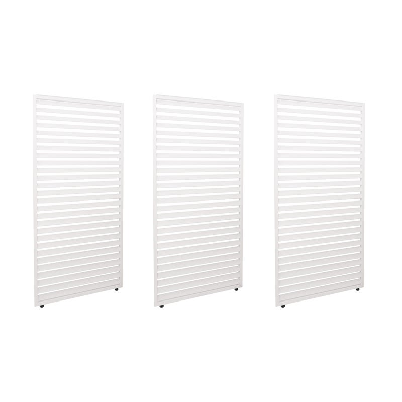 Zestaw 3 paneli aluminiowych do pergoli HWC-L46, zadaszenie tarasu, moduł panelu listwowego, 204x271cm ~ biały