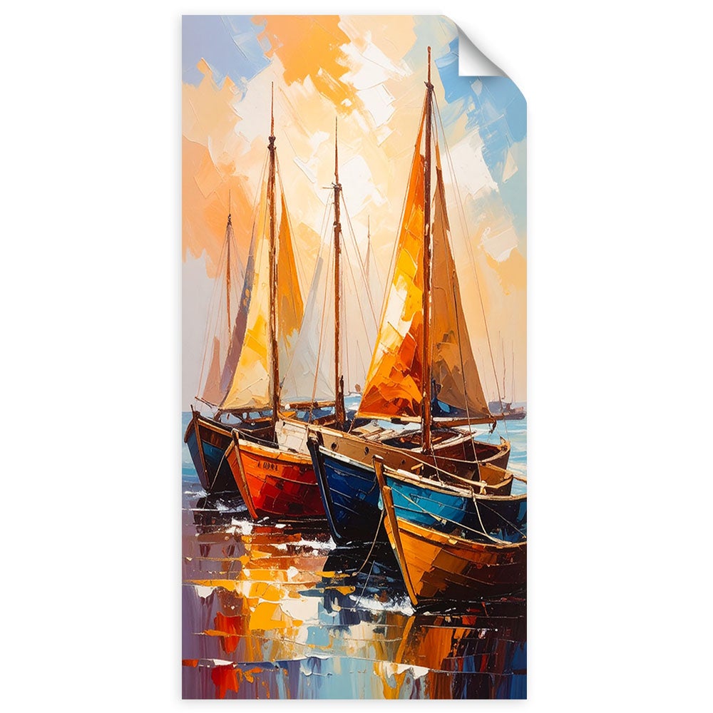 Naklejka samoprzylepna, Statki Łodzie w porcie morskim 40x80