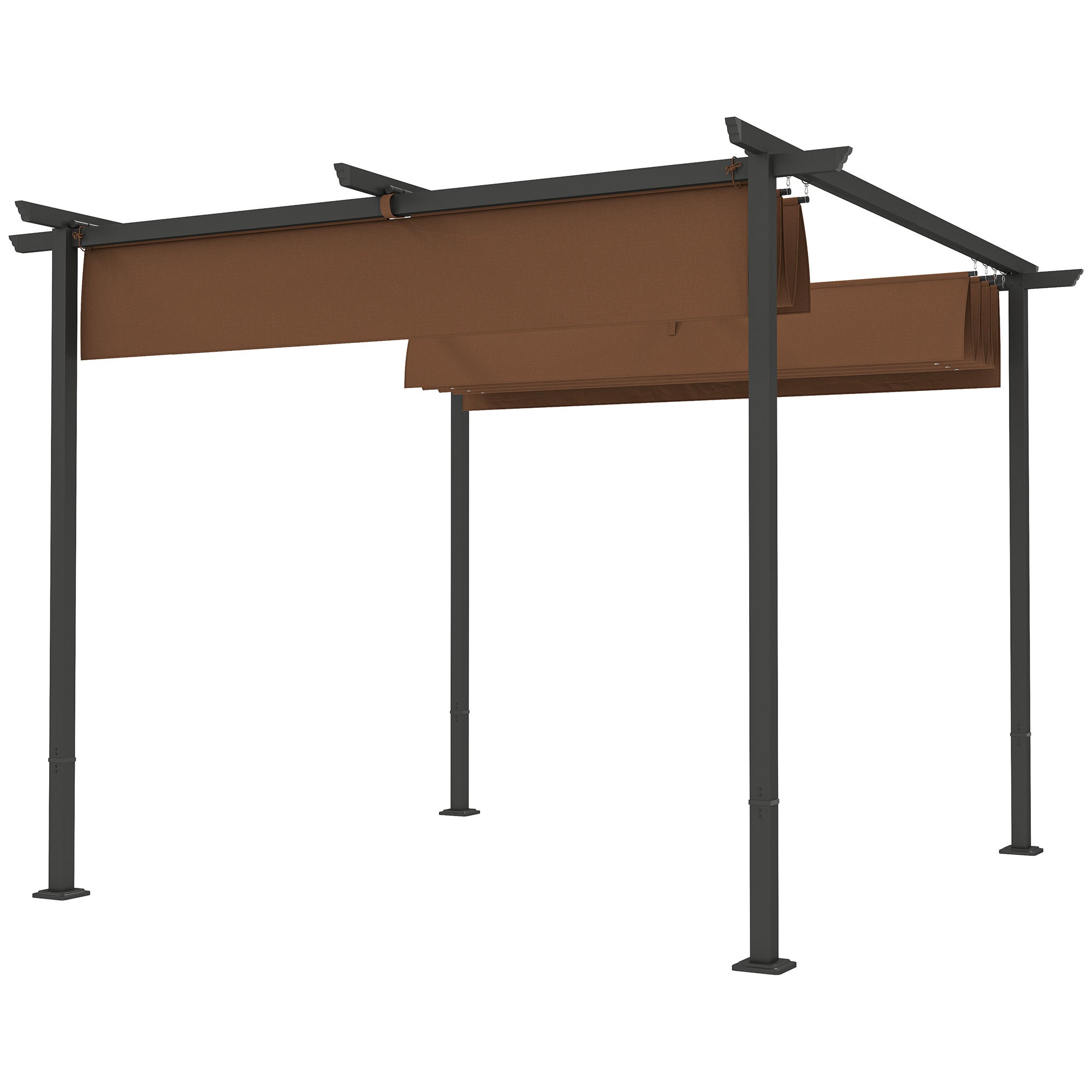 Pergola 3 x 3 m métal anthracite toile UPF30+ coulissante rétractable marron - 4