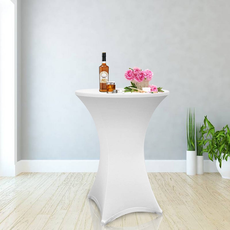 IDMarket Lot De 2 Housses Blanches Pour Table Haute Pliante 105 Cm - Événement & Réception