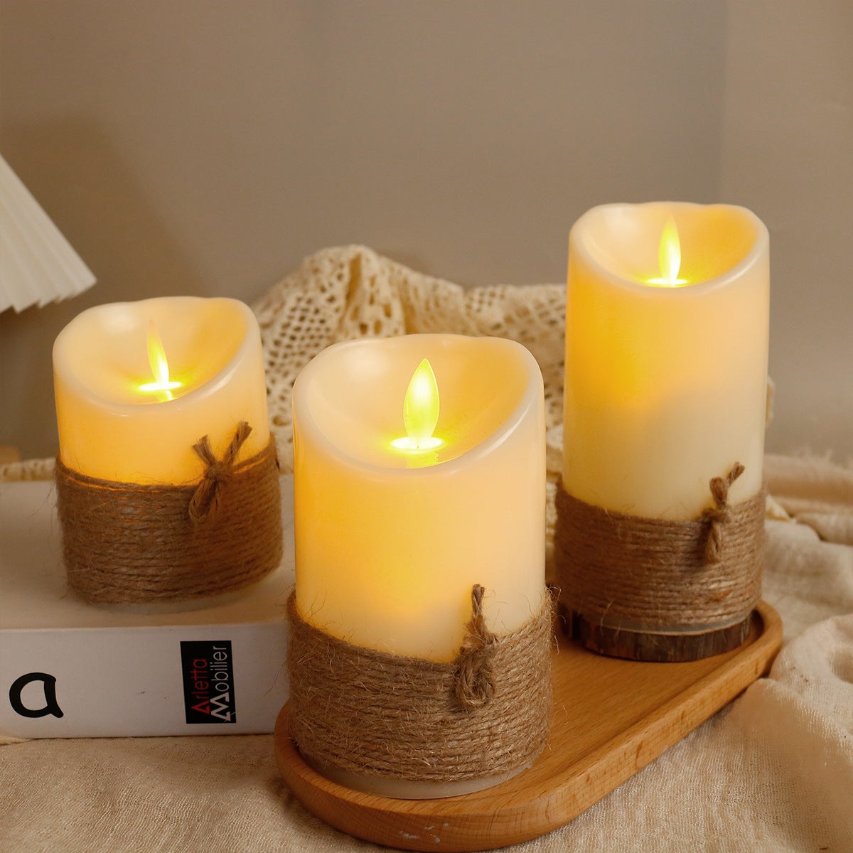 Set 3 Candele LED Senza Fiamma In Vera Cera – Ricaricabili USB, Telecomando E Timer, Vetro Grigio Chiaro - 4