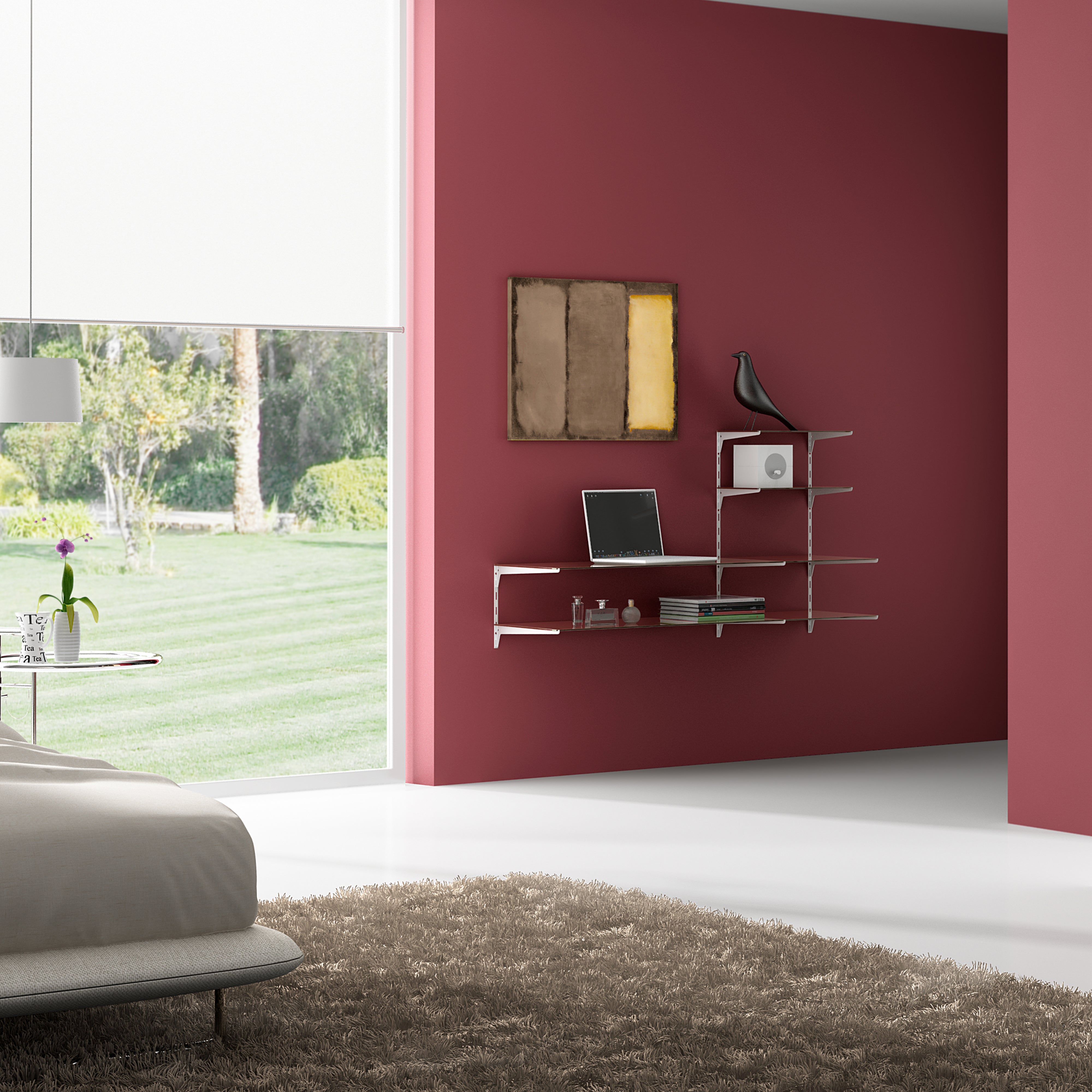 Emuca Lot de 20 supports d'étagères en bois/verre, pas de profilé 50mm, longueur 400mm, Acier, Blanc - 4