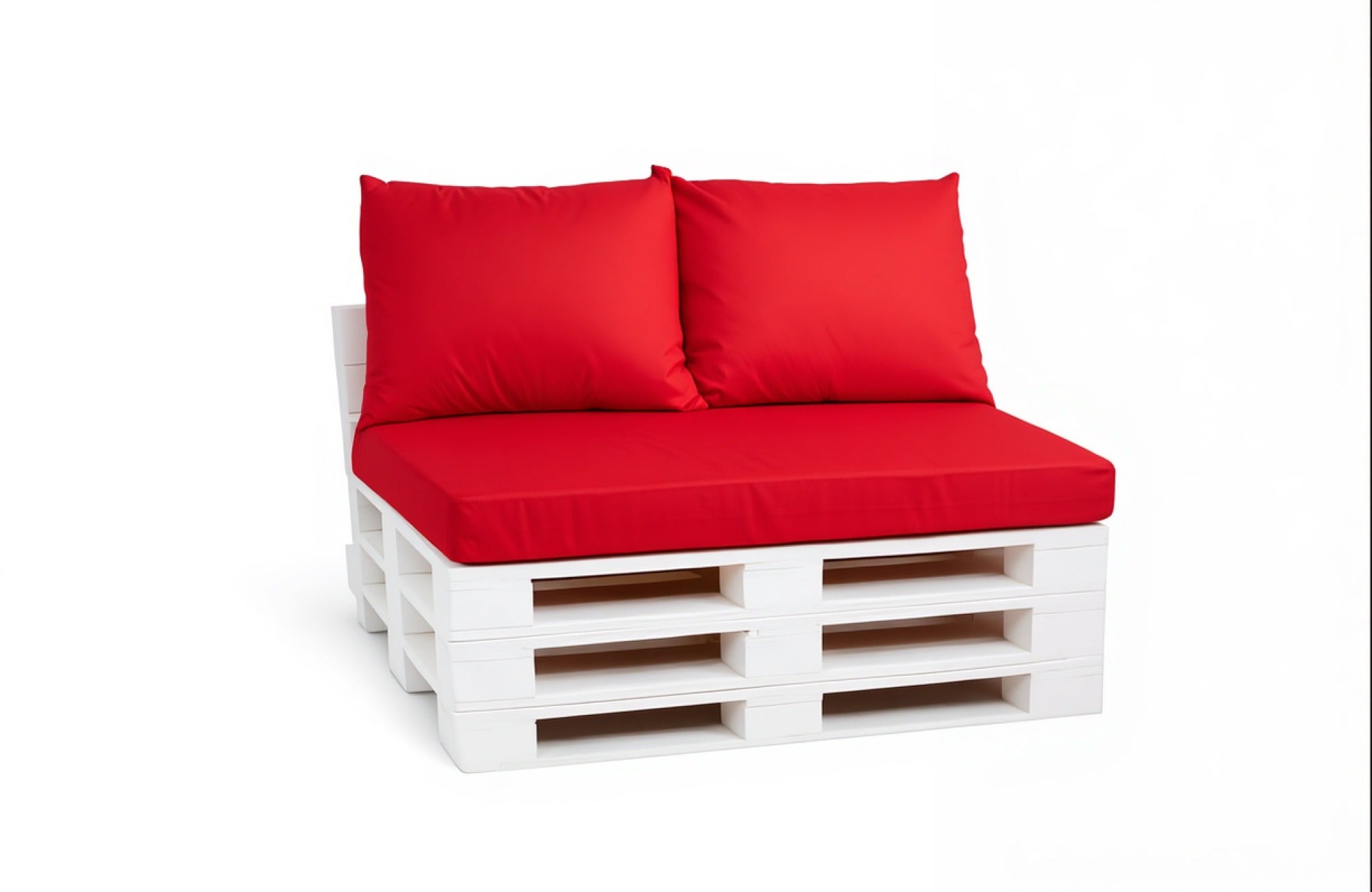 Zestaw poduszek na meble z palet 120x50 cm + 2x 60x50 cm, kolor czerwony, zdejmowane pokrowce, do ogrodu i na balkon.