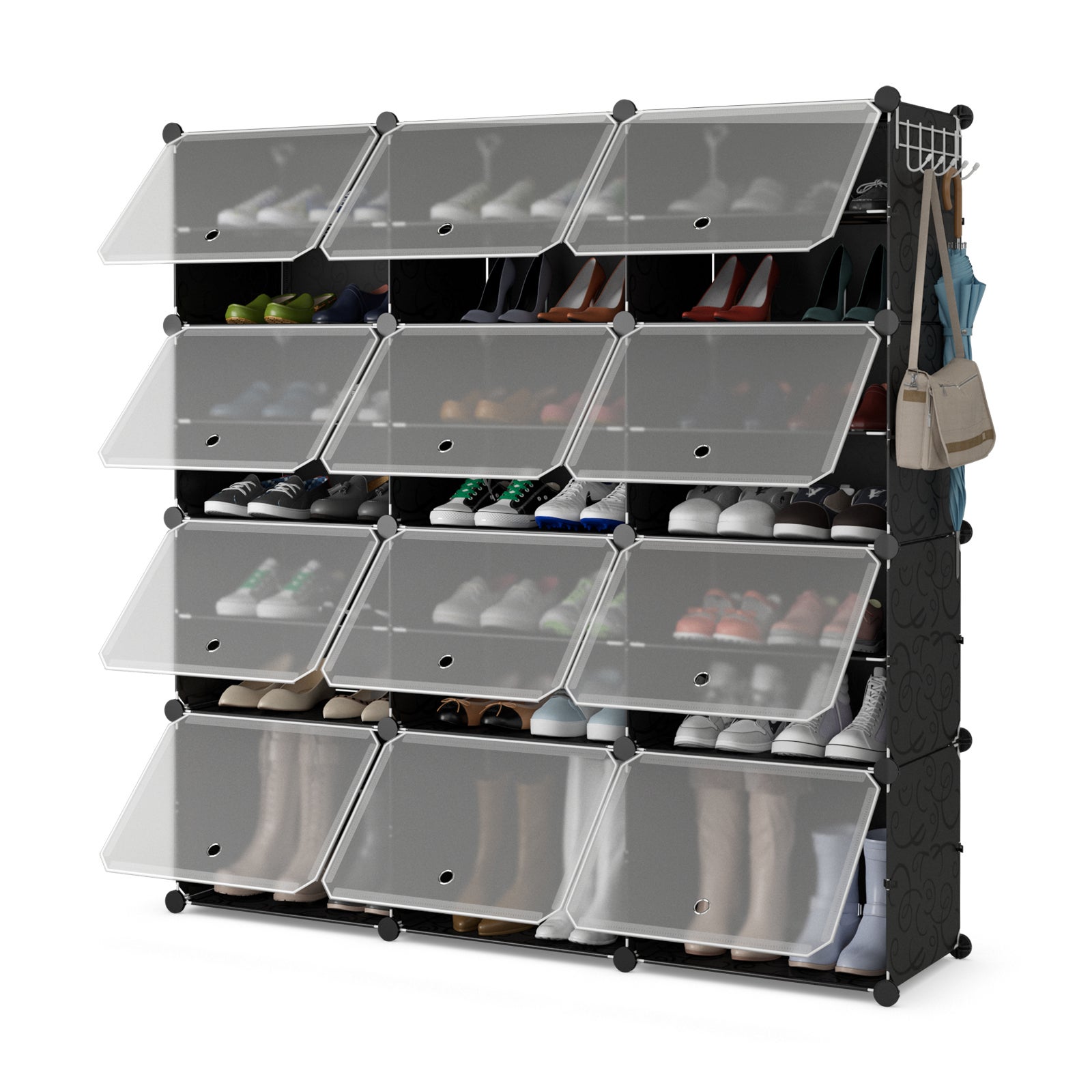 Etagere Chaussure Étagère à Chaussures 9 Niveaux Métallique - Capacité 50-65 Paires - Noir - 127x30x160 Cm Rangement Chaussures Métallique