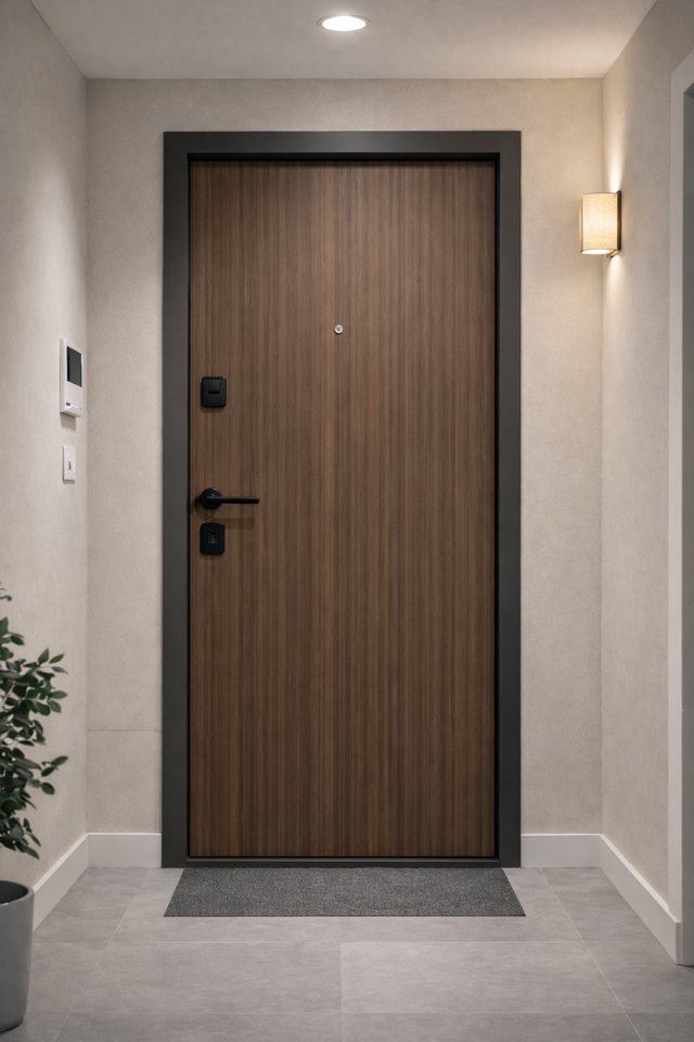 Puerta Blindada de Seguridad Marrón y Antracita 2050 x 960 x 70 mm Derecha PT02R