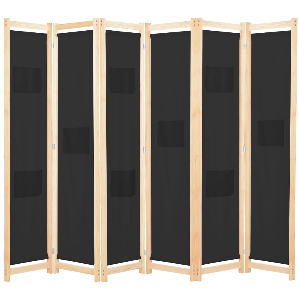 Maison exclusive - biombo divisor de 6 paneles de tela negro 240x170x4 cm